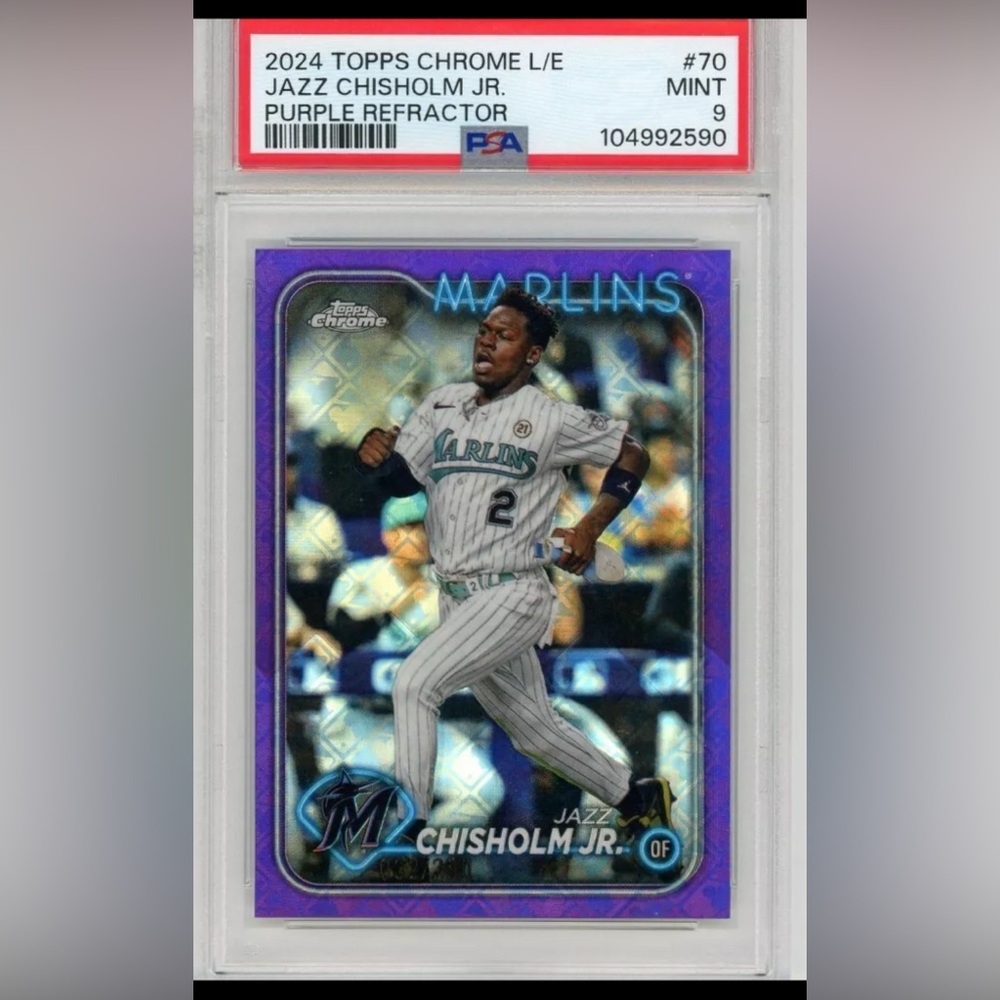 2024 Topps Chrome Baseball Jazz Chisholm Jr.Purple Refractor /250 #70 PSA Mint 9